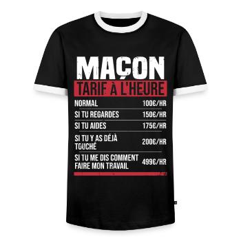 Maçon tarif à l'heure idée cadeau humour - T-shirt contrasté Homme - noir/blanc - Devant - AI Model Female 172 light (172cm) & AI Model Male 178 light (178cm)