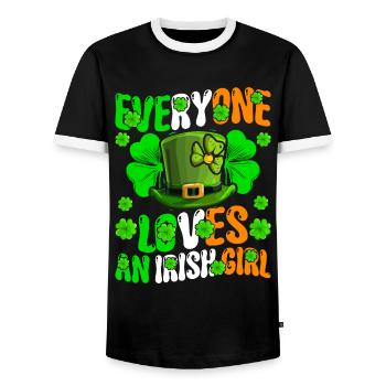 Fête de la Saint-Patrick groovy - T-shirt contrasté Homme - noir/blanc - Devant - AI Model Female 172 light (172cm) & AI Model Male 178 light (178cm)