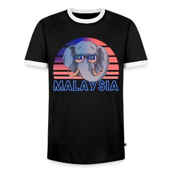 Malaysia - Men's Ringer Shirt - black/white - Front - AI Model Female 172 light (172cm) & AI Model Male 178 light (178cm)