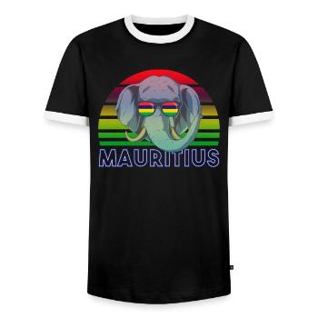 Mauritanie - T-shirt contrasté Homme - noir/blanc - Devant - AI Model Female 172 light (172cm) & AI Model Male 178 light (178cm)