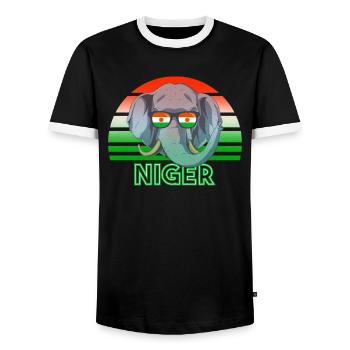 Niger - Men's Ringer Shirt - black/white - Front - AI Model Female 172 light (172cm) & AI Model Male 178 light (178cm)