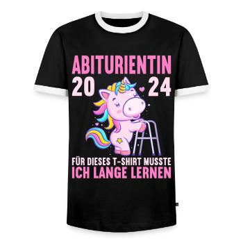 Abitur Junge Mädchen Abi Abitur 2024 - Männer Kontrast-T-Shirt - Schwarz/Weiß - Vorne - AI Model Female 172 light (172cm) & AI Model Male 178 light (178cm)