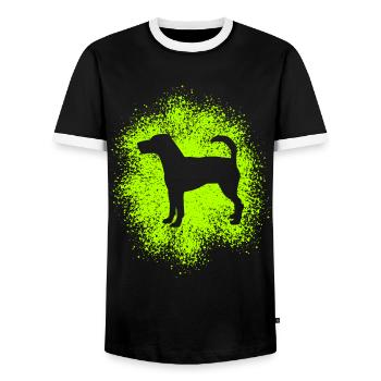 Parson Russell Terrier – Pour les vrais amoureux des chiens - T-shirt contrasté Homme - noir/blanc - Devant - AI Model Female 172 light (172cm) & AI Model Male 178 light (178cm)