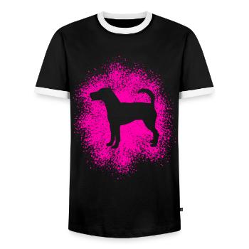 Parson Russell Terrier – Pour les vrais amoureux des chiens - T-shirt contrasté Homme - noir/blanc - Devant - AI Model Female 172 light (172cm) & AI Model Male 178 light (178cm)