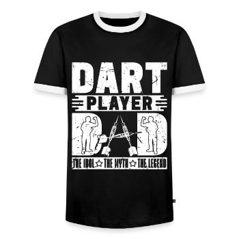 Joueur de fléchettes Papa L’idole Le mythe Le Bullseye - T-shirt contrasté Homme - noir/blanc - Devant - AI Model Female 172 light (172cm) & AI Model Male 178 light (178cm)