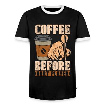 Dart Player Coffee Before Bullseye Coffee Lover - Männer Kontrast-T-Shirt - Schwarz/Weiß - Vorne - AI Model Female 172 light (172cm) & AI Model Male 178 light (178cm)