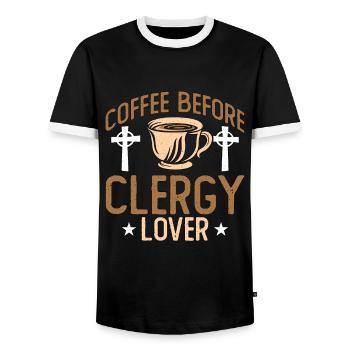 Clergy Lover Coffee Before Preaching Coffee Lover - Männer Kontrast-T-Shirt - Schwarz/Weiß - Vorne - AI Model Female 172 light (172cm) & AI Model Male 178 light (178cm)
