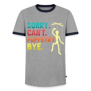 Marionnettiste, marionnettiste - T-shirt contrasté Homme - gris/marine  - Devant - AI Model Female 172 light (172cm) & AI Model Male 178 light (178cm)