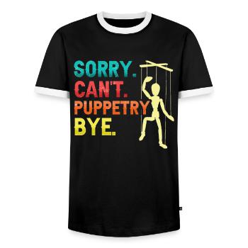 Marionettenspieler Puppenspieler - Männer Kontrast-T-Shirt - Schwarz/Weiß - Vorne - AI Model Female 172 light (172cm) & AI Model Male 178 light (178cm)