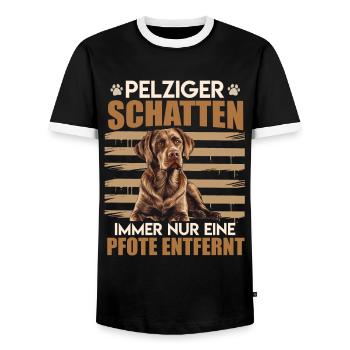 Labrador Herrchen PELZIGER SCHATTEN Labrador - Männer Kontrast-T-Shirt - Schwarz/Weiß - Vorne - AI Model Female 172 light (172cm) & AI Model Male 178 light (178cm)