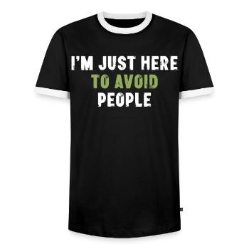 Je suis juste là pour éviter les gens introvertis - T-shirt contrasté Homme - noir/blanc - Devant - AI Model Female 172 light (172cm) & AI Model Male 178 light (178cm)