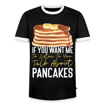 Pancake Lover Kids If You Want Me - Men's Ringer Shirt - black/white - Front - AI Model Female 172 light (172cm) & AI Model Male 178 light (178cm)