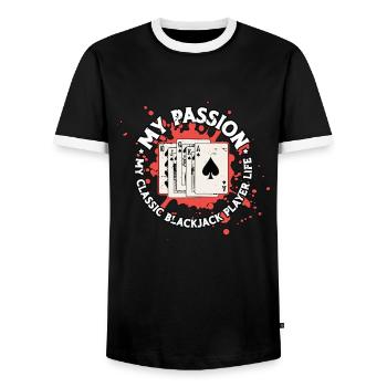 Blackjack classique Ma passion Mon jeu de cartes classique - T-shirt contrasté Homme - noir/blanc - Devant - AI Model Female 172 light (172cm) & AI Model Male 178 light (178cm)