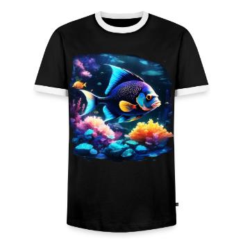 Angelfish - Men's Ringer Shirt - black/white - Front - AI Model Female 172 light (172cm) & AI Model Male 178 light (178cm)