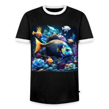 Angelfish - Men's Ringer Shirt - black/white - Front - AI Model Female 172 light (172cm) & AI Model Male 178 light (178cm)