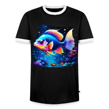 Angelfish - Men's Ringer Shirt - black/white - Front - AI Model Female 172 light (172cm) & AI Model Male 178 light (178cm)