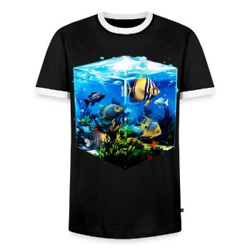 Angelfish - Men's Ringer Shirt - black/white - Front - AI Model Female 172 light (172cm) & AI Model Male 178 light (178cm)