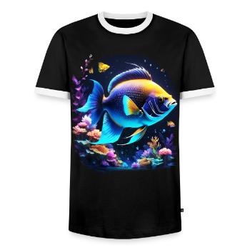 Angelfish - Men's Ringer Shirt - black/white - Front - AI Model Female 172 light (172cm) & AI Model Male 178 light (178cm)