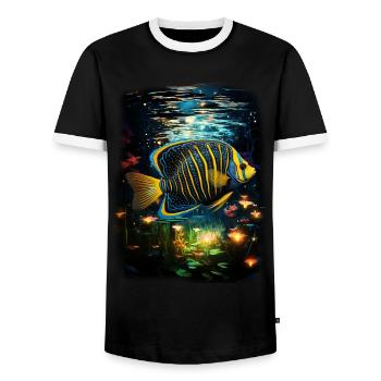 Angelfish - Men's Ringer Shirt - black/white - Front - AI Model Female 172 light (172cm) & AI Model Male 178 light (178cm)