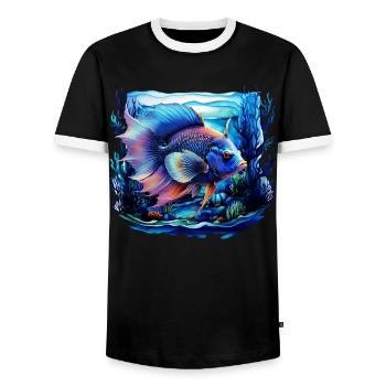 Angelfish - Men's Ringer Shirt - black/white - Front - AI Model Female 172 light (172cm) & AI Model Male 178 light (178cm)