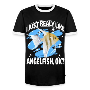 Ich mag Kaiserfische einfach sehr, ok? - Männer Kontrast-T-Shirt - Schwarz/Weiß - Vorne - AI Model Female 172 light (172cm) & AI Model Male 178 light (178cm)