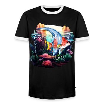 Angelfish - Men's Ringer Shirt - black/white - Front - AI Model Female 172 light (172cm) & AI Model Male 178 light (178cm)