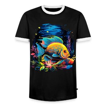 Angelfish - Men's Ringer Shirt - black/white - Front - AI Model Female 172 light (172cm) & AI Model Male 178 light (178cm)