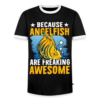 Because Angelfish are freaking Awesome - Men's Ringer Shirt - black/white - Front - AI Model Female 172 light (172cm) & AI Model Male 178 light (178cm)