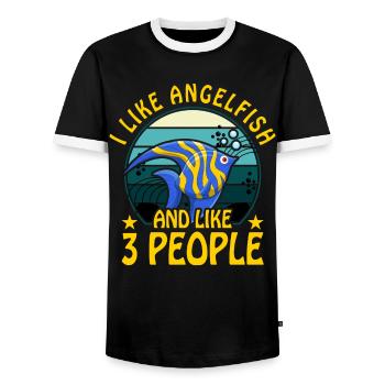 J’aime le poisson-ange et j’aime 3 personnes - T-shirt contrasté Homme - noir/blanc - Devant - AI Model Female 172 light (172cm) & AI Model Male 178 light (178cm)