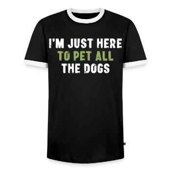 I'm Just Here To Pet All The Dogs Hundehalter - Männer Kontrast-T-Shirt - Schwarz/Weiß - Vorne - AI Model Female 172 light (172cm) & AI Model Male 178 light (178cm)