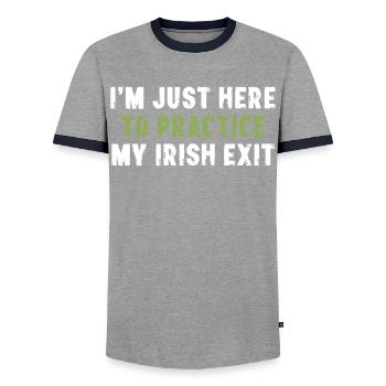 Je suis juste là pour pratiquer ma sortie irlandaise - T-shirt contrasté Homme - gris/marine  - Devant - AI Model Female 172 light (172cm) & AI Model Male 178 light (178cm)