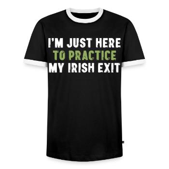 Je suis juste là pour pratiquer ma sortie irlandaise - T-shirt contrasté Homme - noir/blanc - Devant - AI Model Female 172 light (172cm) & AI Model Male 178 light (178cm)