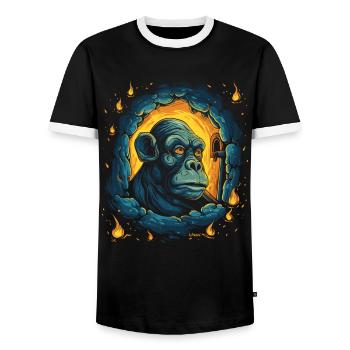 Die Nacht des sternen hellen Kerker-Affen - Männer Kontrast-T-Shirt - Schwarz/Weiß - Vorne - AI Model Female 172 light (172cm) & AI Model Male 178 light (178cm)