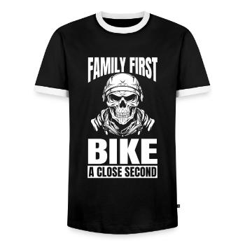Motorrad Biker Motorbike Motorcycle Dad - Männer Kontrast-T-Shirt - Schwarz/Weiß - Vorne - AI Model Female 172 light (172cm) & AI Model Male 178 light (178cm)