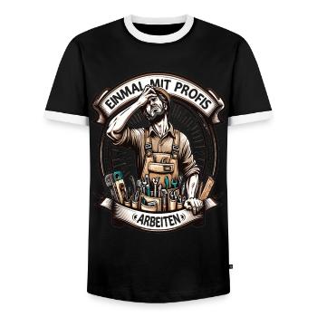 Einmal mit Profis Arbeiten Schreiner - Männer Kontrast-T-Shirt - Schwarz/Weiß - Vorne - AI Model Female 172 light (172cm) & AI Model Male 178 light (178cm)