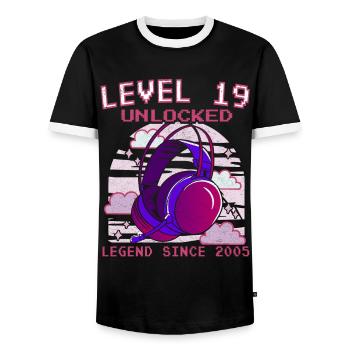 Niveau 19 débloqué Légendaire depuis 2005 - T-shirt contrasté Homme - noir/blanc - Devant - AI Model Female 172 light (172cm) & AI Model Male 178 light (178cm)