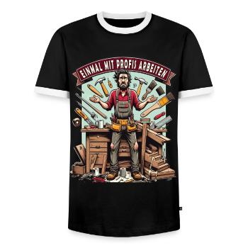 Une fois que j’ai travaillé avec des professionnels Charpentier - T-shirt contrasté Homme - noir/blanc - Devant - AI Model Female 172 light (172cm) & AI Model Male 178 light (178cm)
