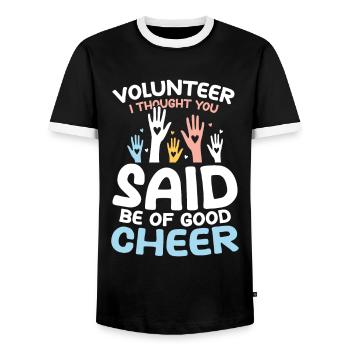 Volunteer I Thought You Said Be Of Good Cheer - Männer Kontrast-T-Shirt - Schwarz/Weiß - Vorne - AI Model Female 172 light (172cm) & AI Model Male 178 light (178cm)