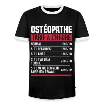 Osteopath hourly rate gift idea humor - Men's Ringer Shirt - black/white - Front - AI Model Female 172 light (172cm) & AI Model Male 178 light (178cm)