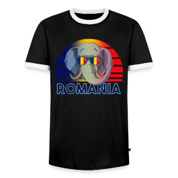 Roumanie - T-shirt contrasté Homme - noir/blanc - Devant - AI Model Female 172 light (172cm) & AI Model Male 178 light (178cm)