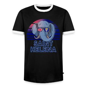 Saint Helena - Men's Ringer Shirt - black/white - Front - AI Model Female 172 light (172cm) & AI Model Male 178 light (178cm)