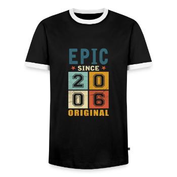 2006 Birthday Epic since - Men's Ringer Shirt - black/white - Front - AI Model Female 172 light (172cm) & AI Model Male 178 light (178cm)