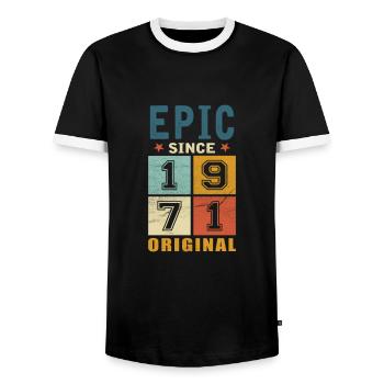 1971 Birthday Epic since - Men's Ringer Shirt - black/white - Front - AI Model Female 172 light (172cm) & AI Model Male 178 light (178cm)