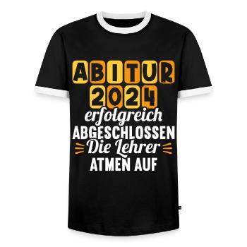 Abitur Junge Mädchen Abi Abitur 2024 - Männer Kontrast-T-Shirt - Schwarz/Weiß - Vorne - AI Model Female 172 light (172cm) & AI Model Male 178 light (178cm)