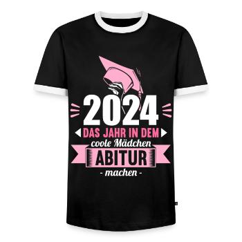 Abitur Jeunes Filles Abi Abitur 2024 - T-shirt contrasté Homme - noir/blanc - Devant - AI Model Female 172 light (172cm) & AI Model Male 178 light (178cm)