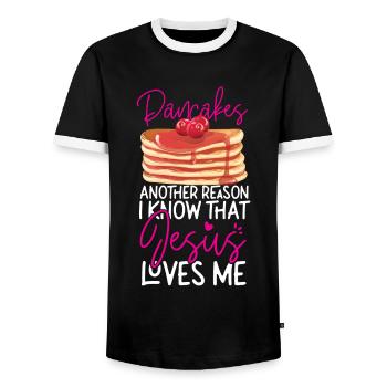 Amoureux des crêpes Enfants Jésus Foi - T-shirt contrasté Homme - noir/blanc - Devant - AI Model Female 172 light (172cm) & AI Model Male 178 light (178cm)