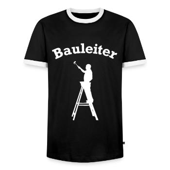 Funny Construction Manager Head Construction Site Design - Men's Ringer Shirt - black/white - Front - AI Model Female 172 light (172cm) & AI Model Male 178 light (178cm)