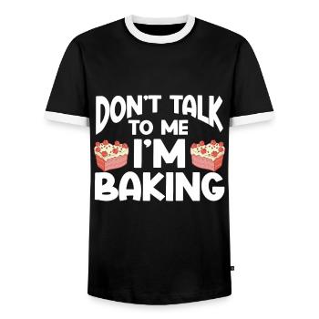Cuisson Jeu de mots Cuire Cuisinier Chef Boulanger - T-shirt contrasté Homme - noir/blanc - Devant - AI Model Female 172 light (172cm) & AI Model Male 178 light (178cm)