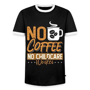 Childcare Worker No Coffee Nurturer Coffee Lover - Men's Ringer Shirt - black/white - Front - AI Model Female 172 light (172cm) & AI Model Male 178 light (178cm)