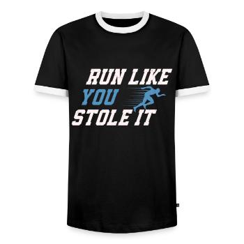 26. 2 Marathonläufer Lustiger Marathon Zitat - Männer Kontrast-T-Shirt - Schwarz/Weiß - Vorne - AI Model Female 172 light (172cm) & AI Model Male 178 light (178cm)